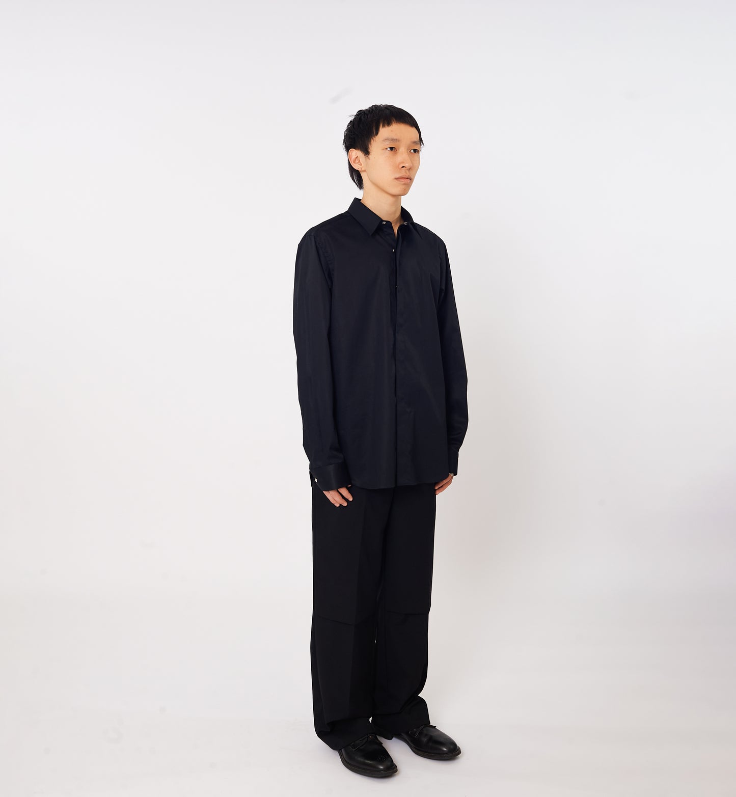 HANDMADE CLASSIC COLLAR DRESS SHIRT IN BLACK